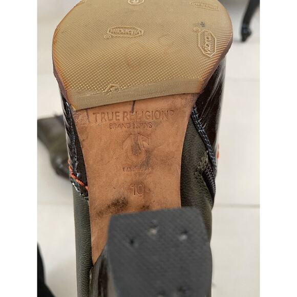 True Religion Calf Boots Leather Suede Buttons Side Zip FLAWS - Picture 16 of 16